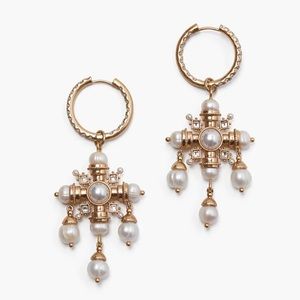 WeWoreWhat Vintage Gold Pearl Hoops